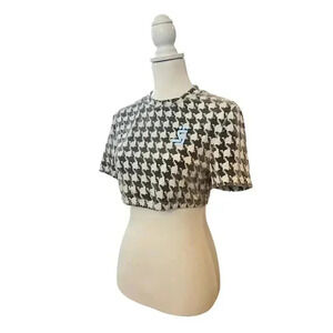 shane justin crop top velvet houndstooth size xl